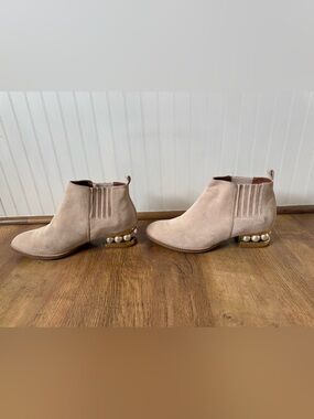 Jeffrey Campbell Orlando Blush Suede Pearl Ankle Boots